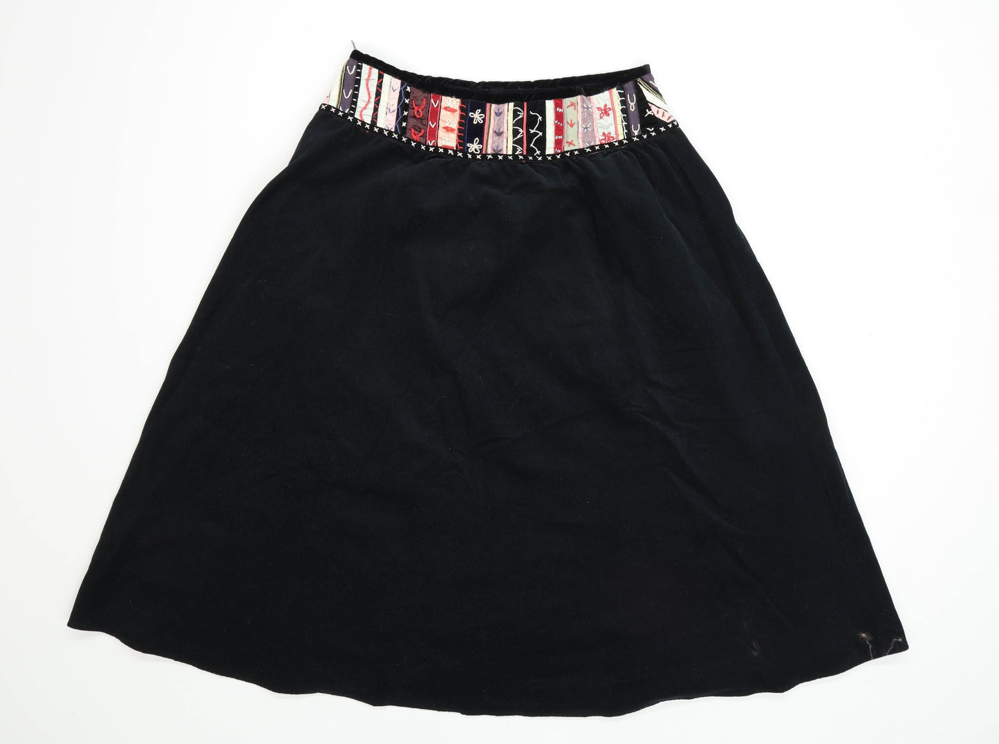 Edward Womens Size 12 Cotton Blend Geometric Black Skirt (Regular)