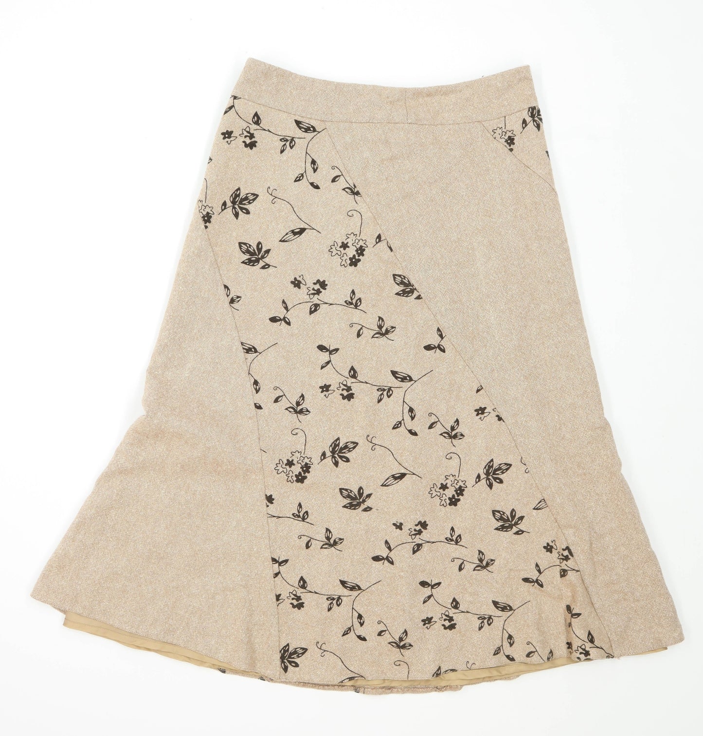 Klass Womens Size 14 Floral Beige Skirt (Regular)