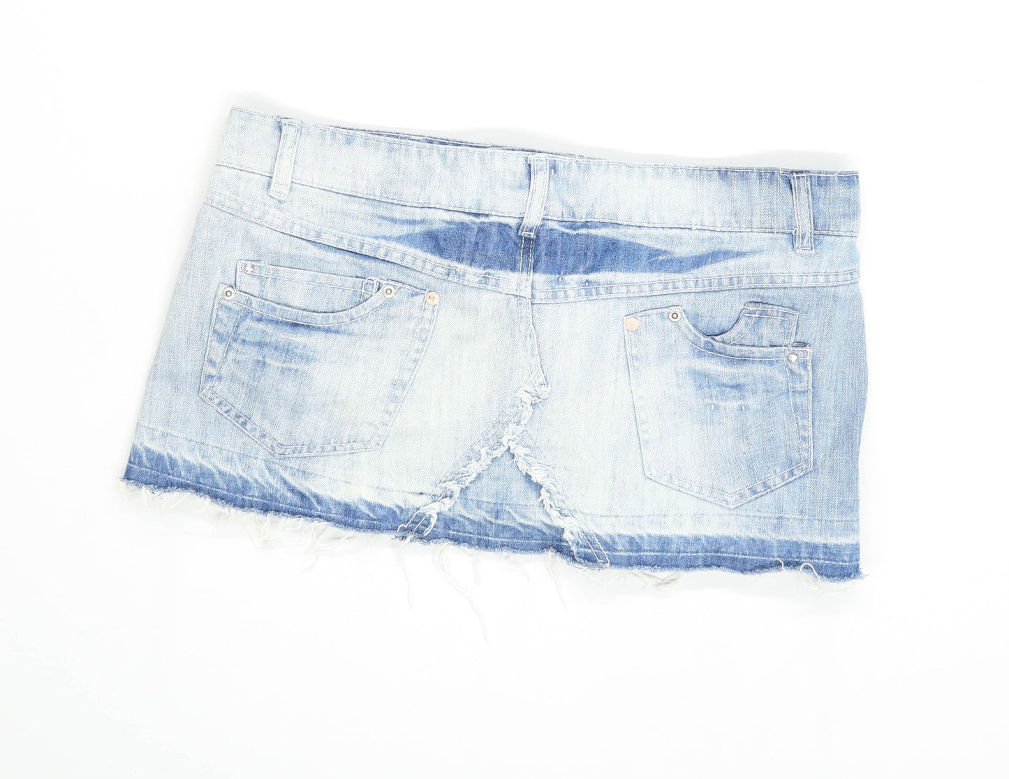 Papaya Womens Size 14 Denim Blue Skirt (Regular)