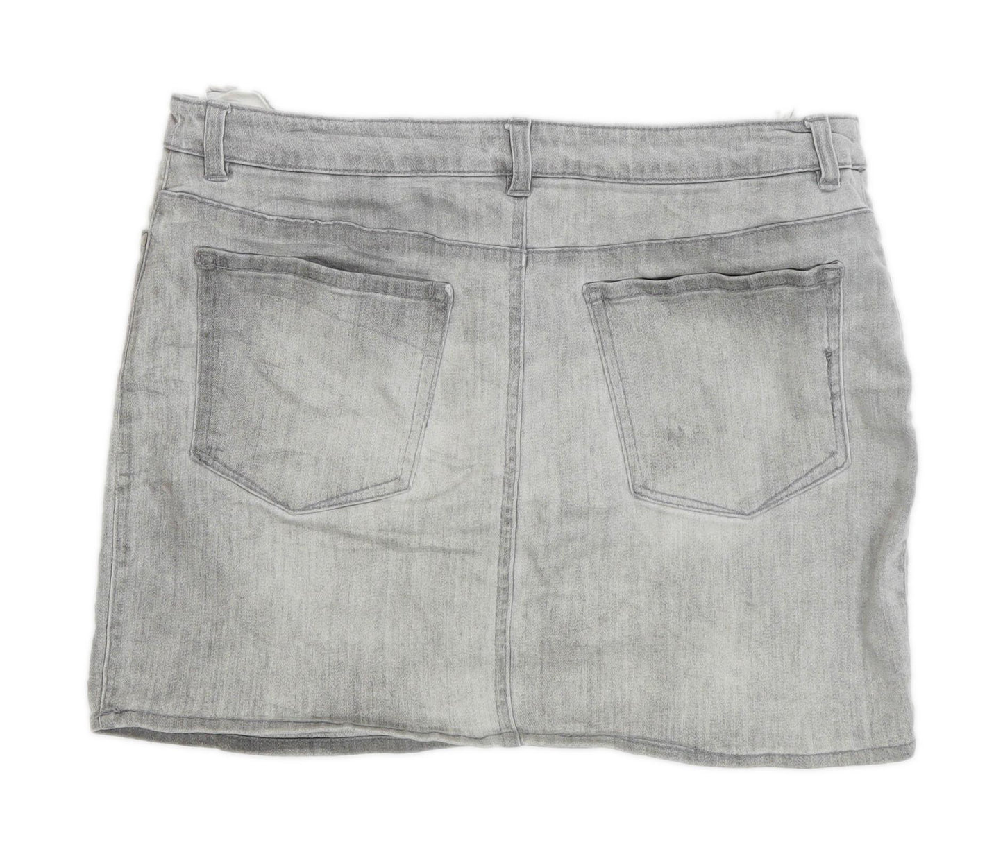 H&M Womens Size 12 Denim Grey A-Line Skirt (Regular)