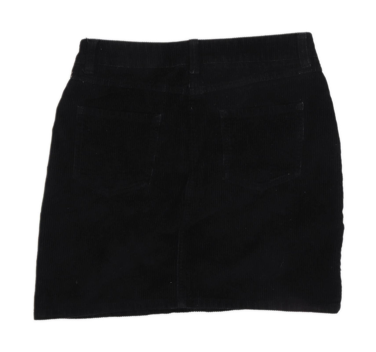 Next Womens Size 8 Corduroy Black A-Line Skirt (Regular)