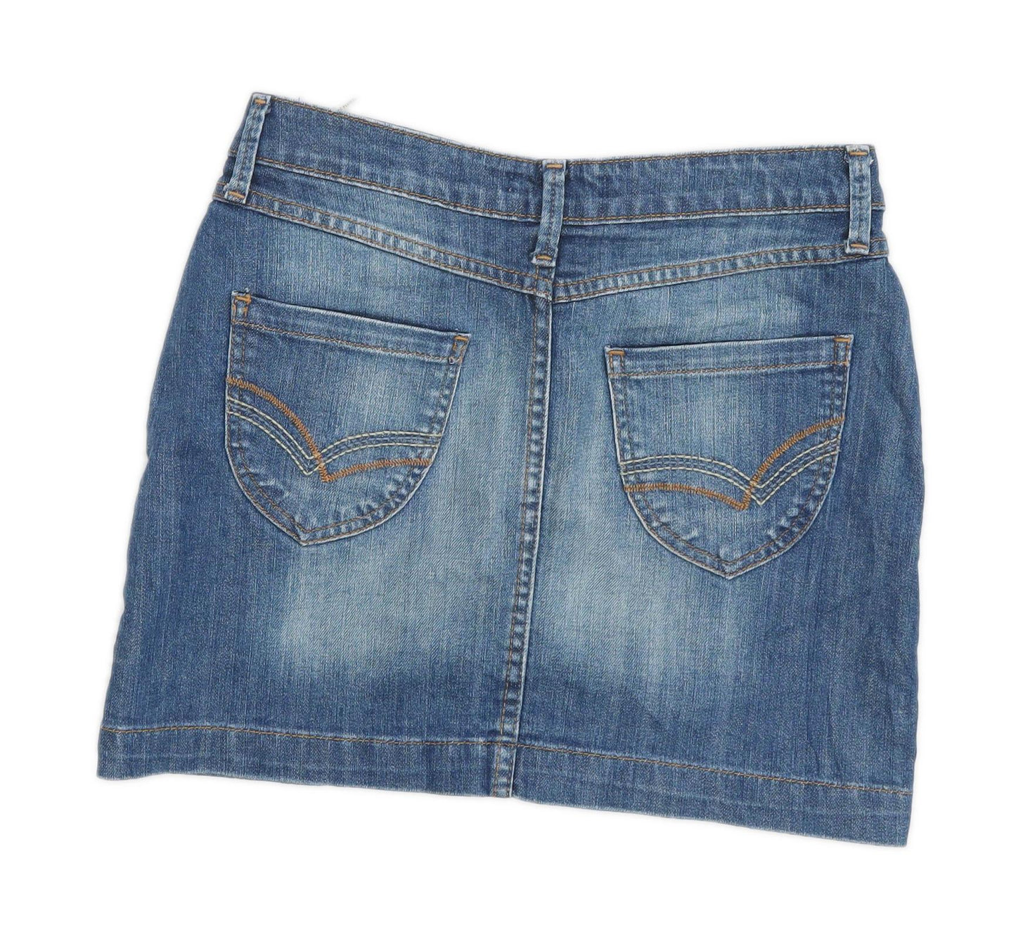 Etam Womens Size 8 Denim Blue A-Line Skirt (Regular)