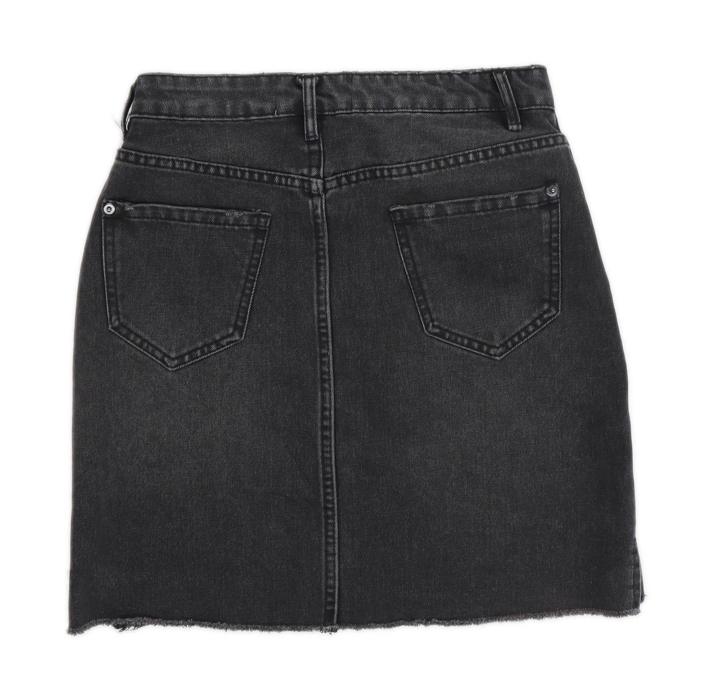 New Look Womens Size 6 Denim Black A-Line Skirt (Regular)
