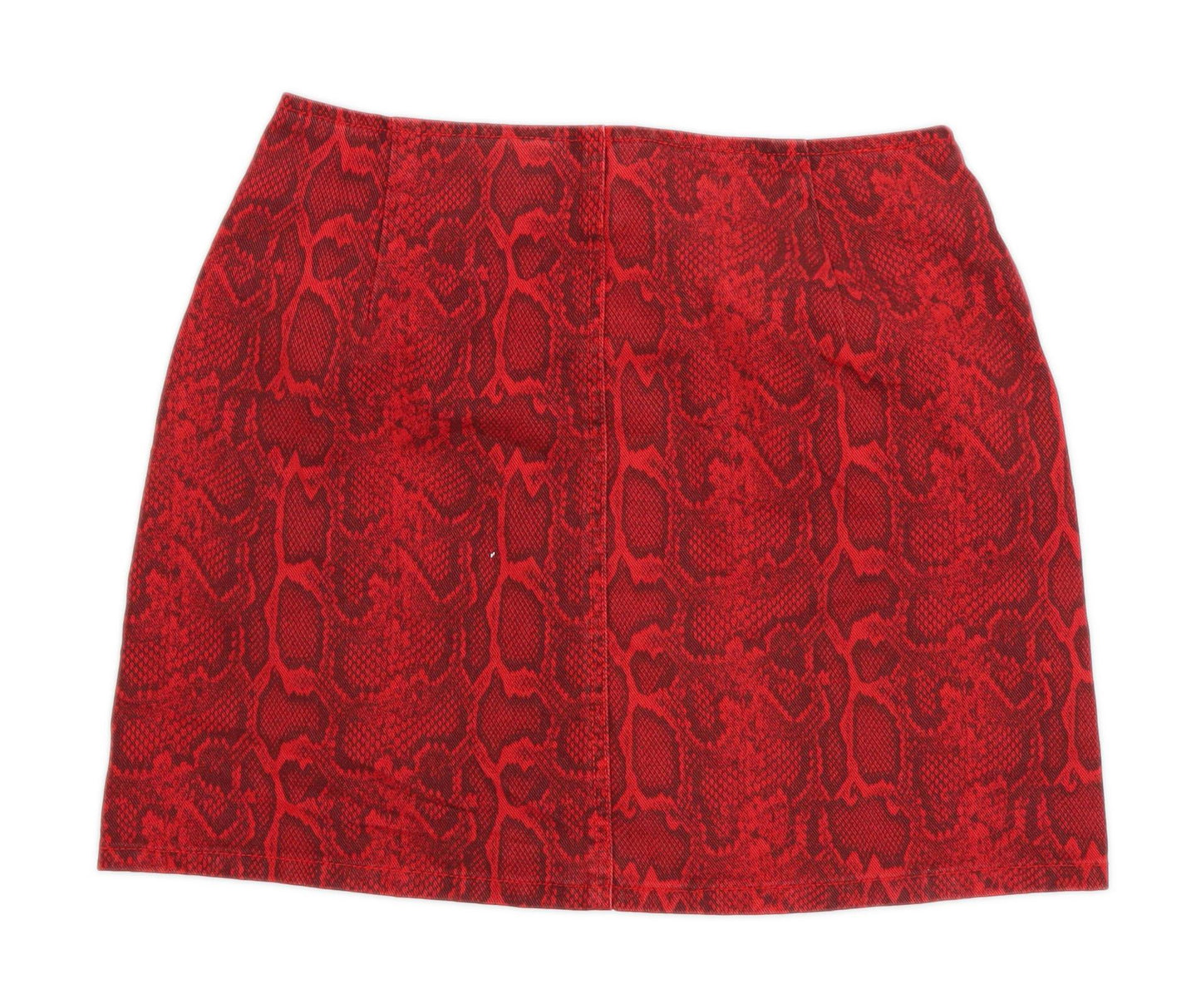 &Denim Womens Size 12 Denim Animal Print Red A-Line Skirt (Regular)