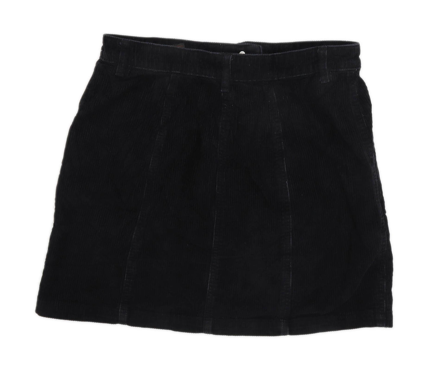 Next Womens Size 10 Corduroy Black A-Line Skirt (Regular)