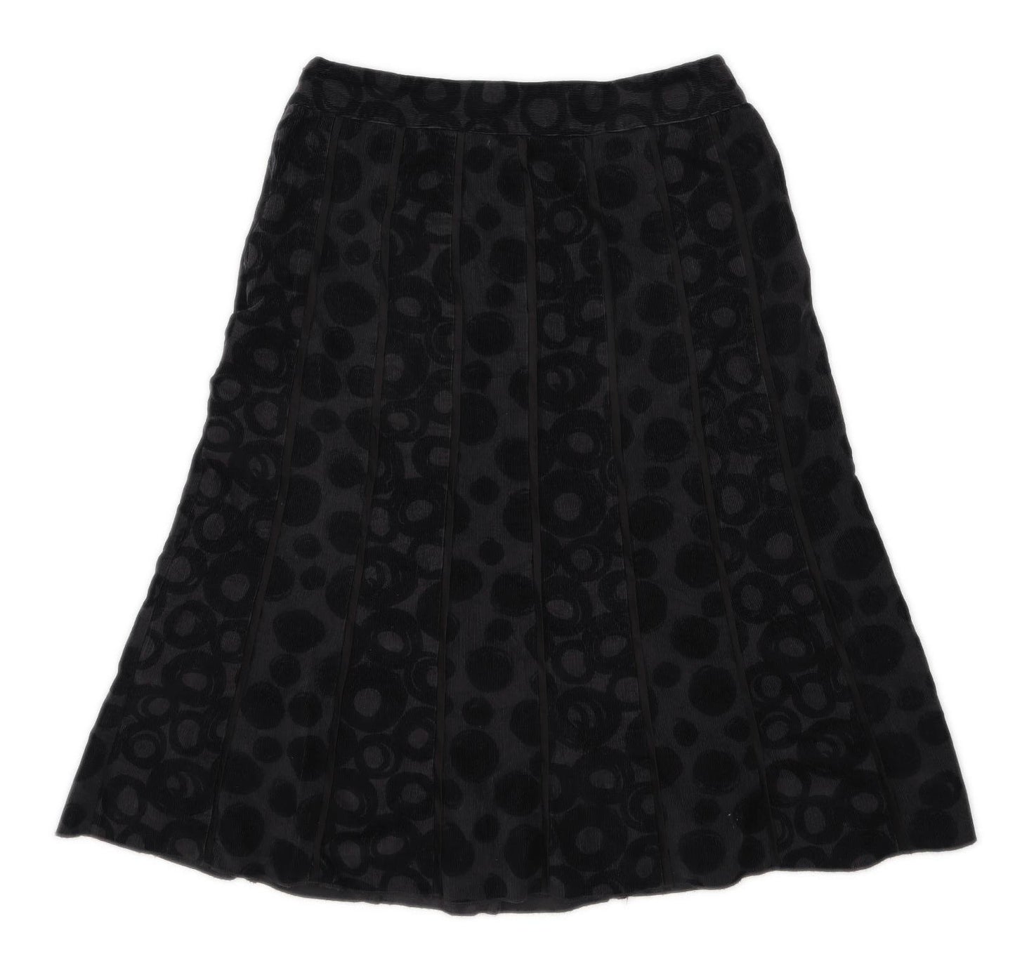 M&Co Womens Size 12 Corduroy Abstract Black Skirt (Regular)