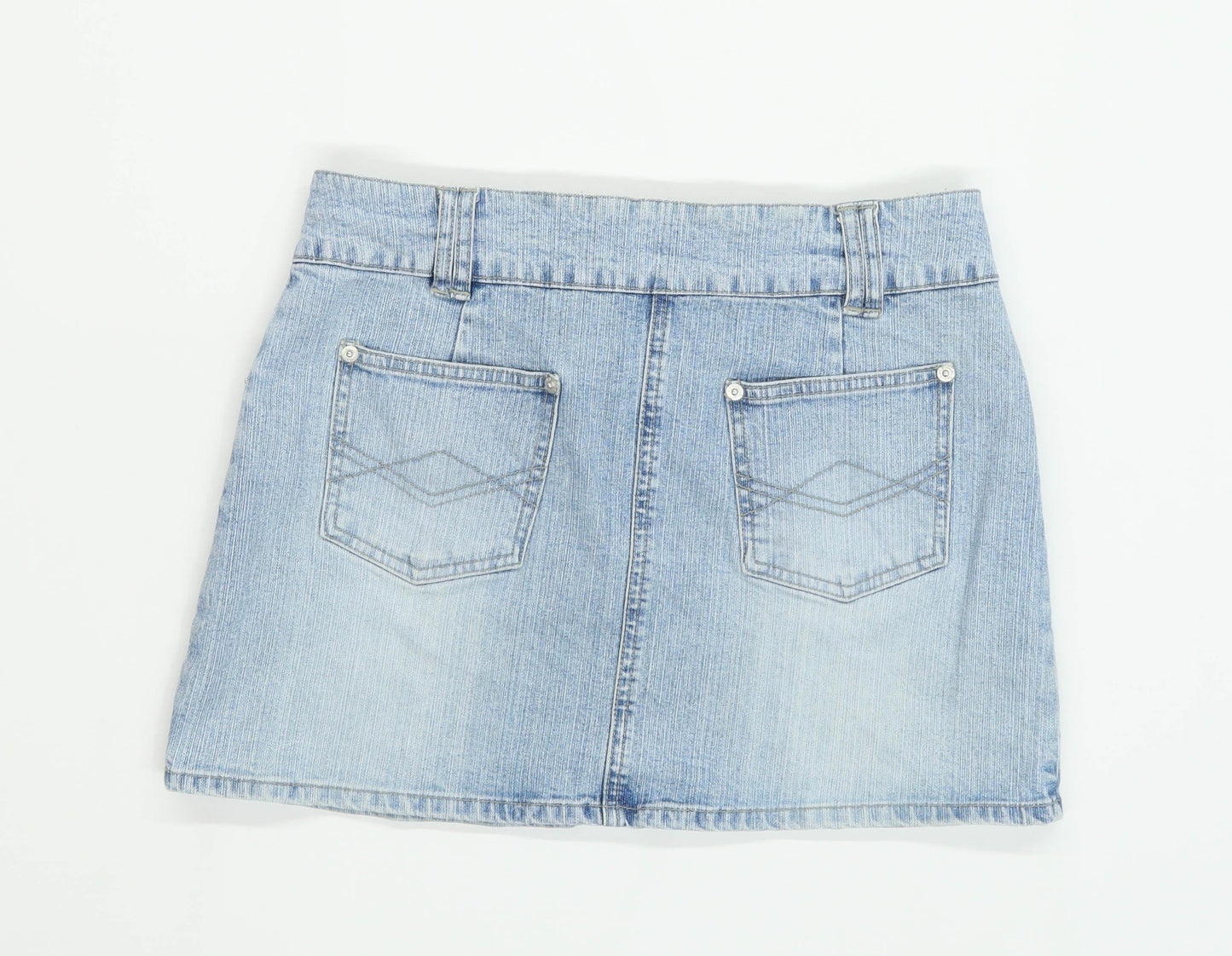 New Look Womens Size 12 Denim Blue A-Line Skirt (Regular)