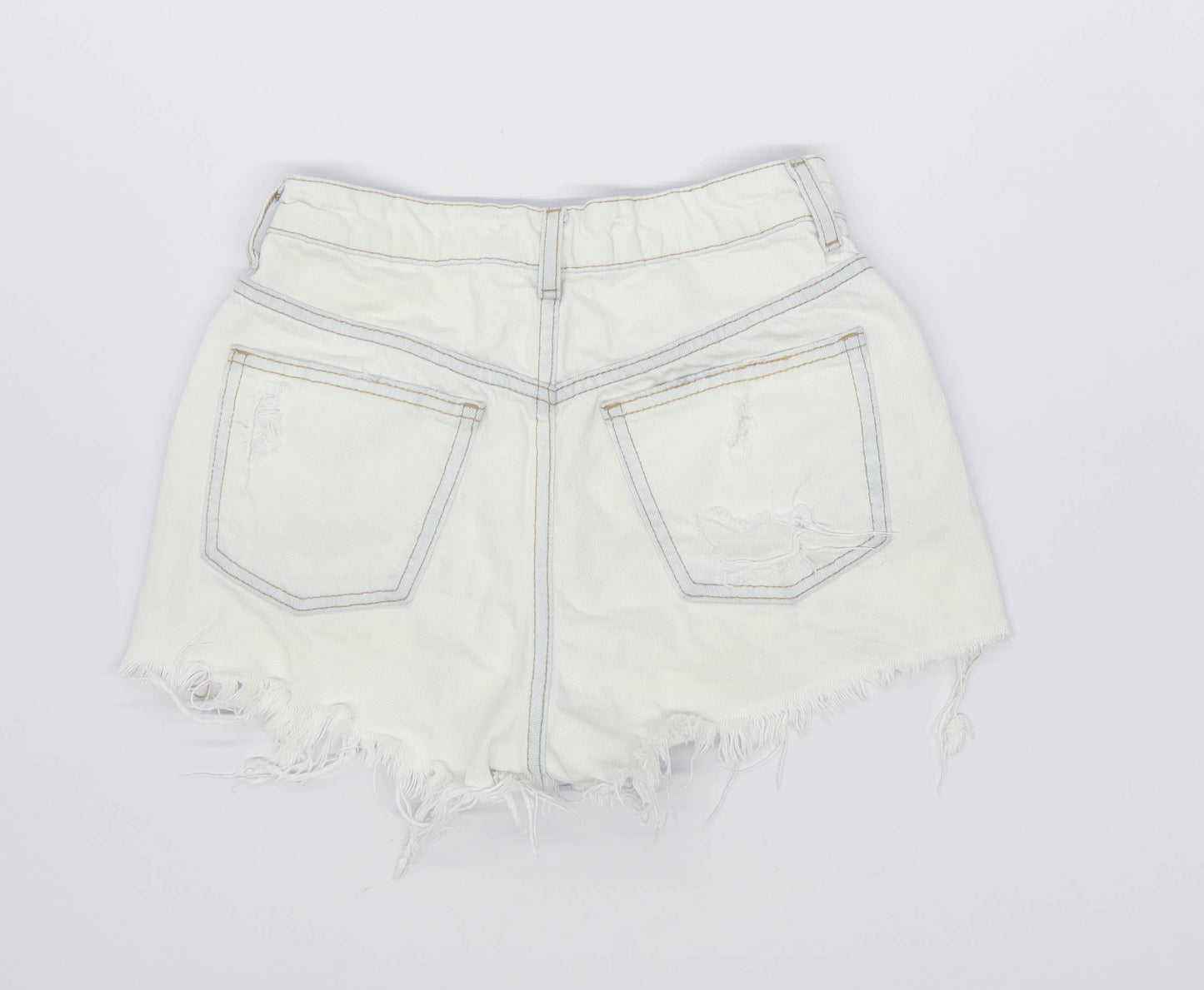Womens Bershka White Denim Shorts Size 6/L1