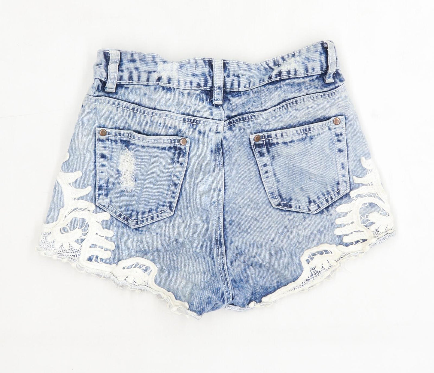Womens Hearts & Bows Blue Denim Shorts Size 6/L2