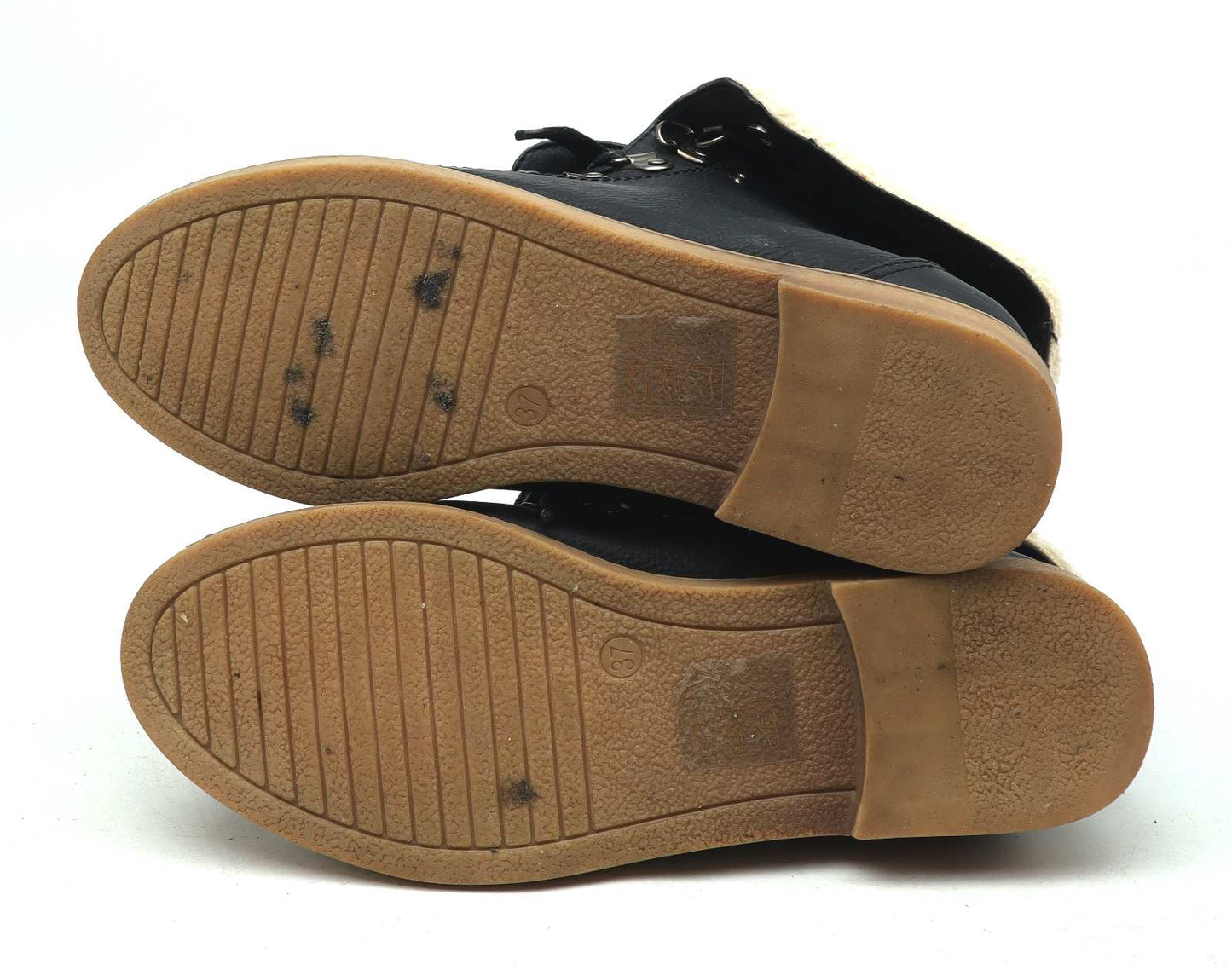 Jingpin Womens EU Size 37 Black Warm Fleece Pixie Boots