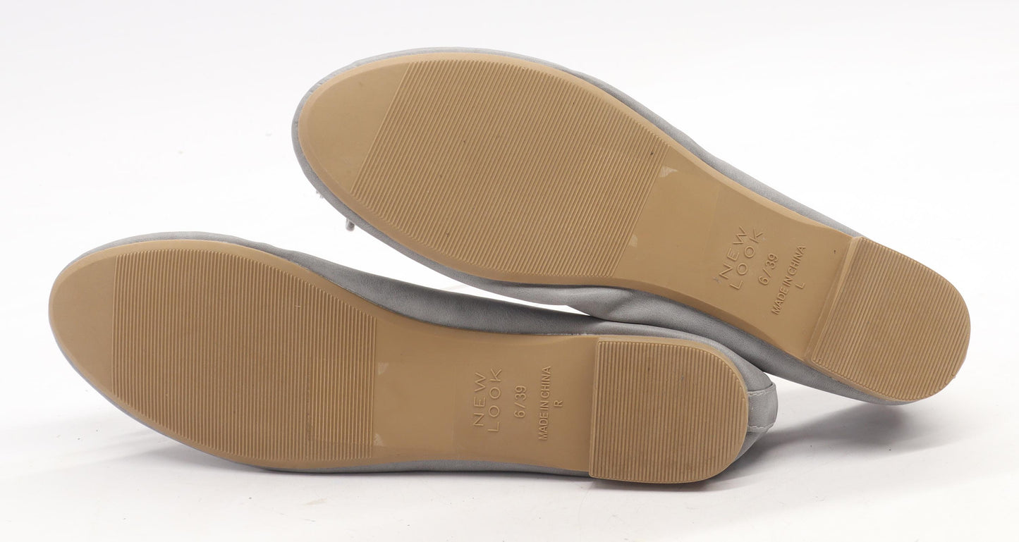New Look Womens UK Size 6 Grey Bow Dolly Shoes