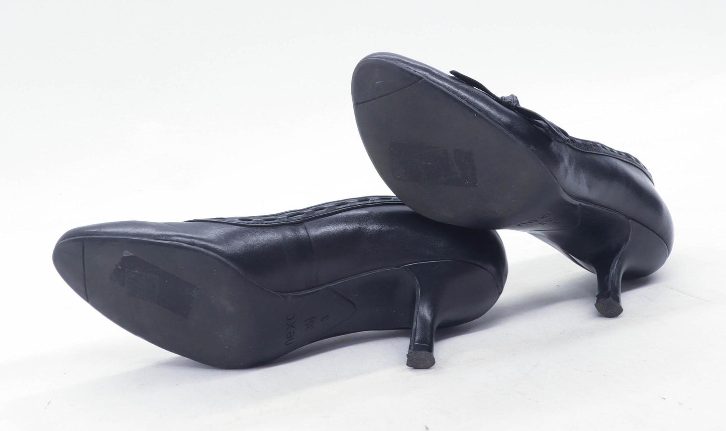 Next Womens UK Size 3 Black Leather Heels