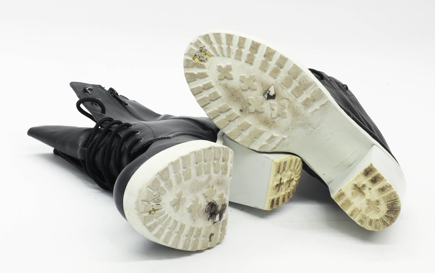 New Look Womens UK Size 7 Black Leather Ankle Boots