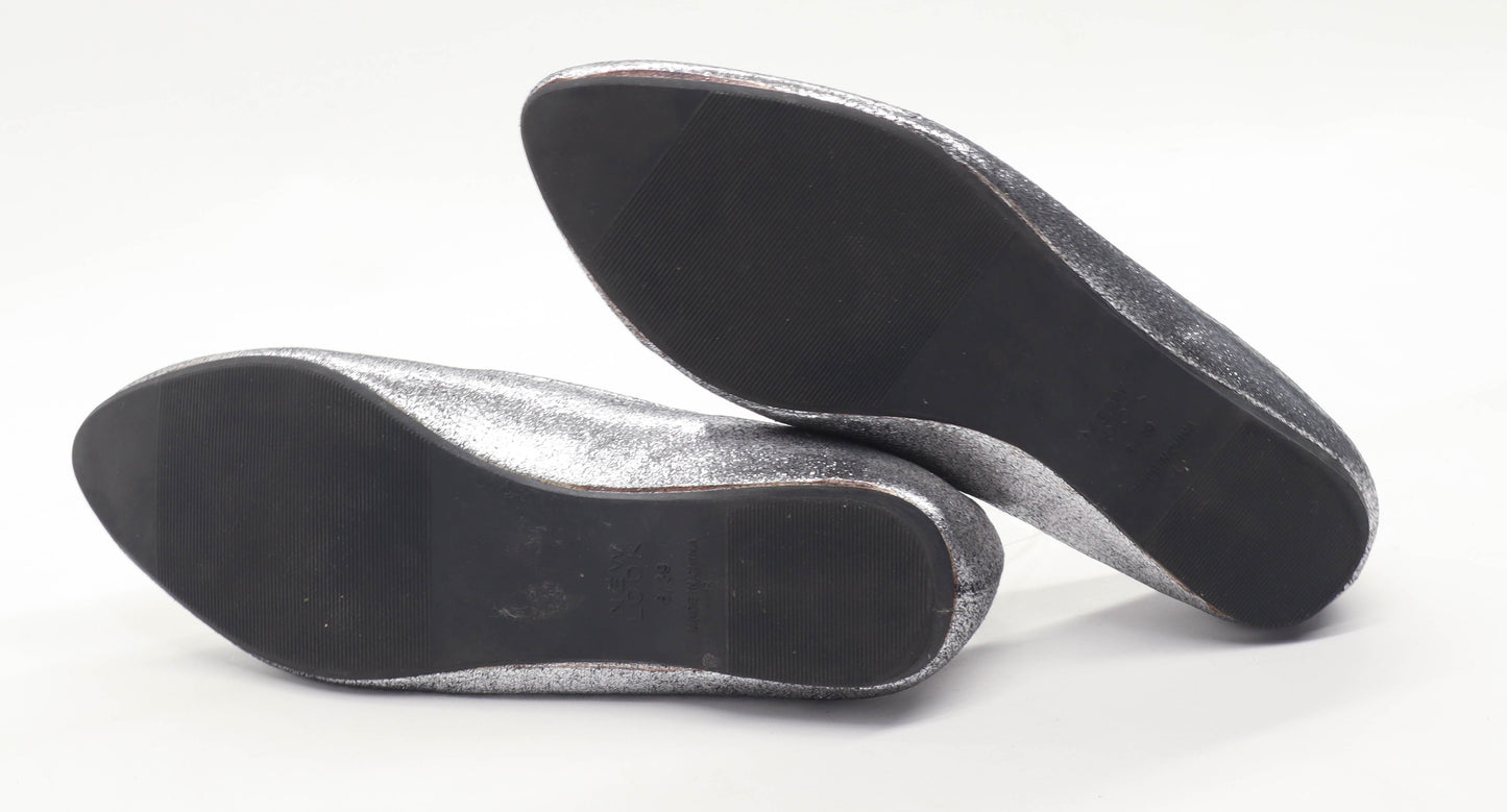 New Look Womens UK Size 6 Silver Dolly Shoes