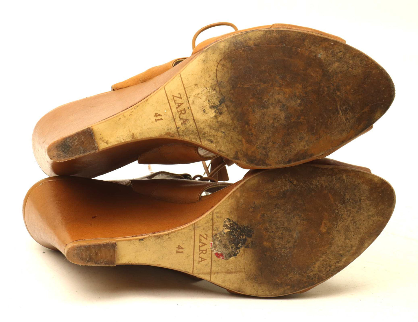 Zara Womens EU Size 41 Brown Leather Gladiator Boots