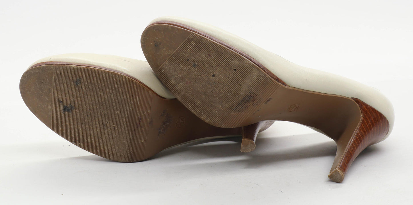 New Look Womens UK Size 7 Cream Leather Heels