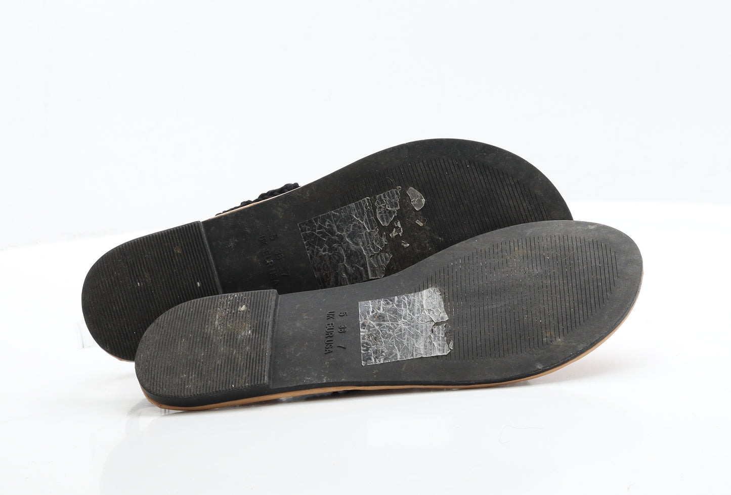 Primark Womens Black Polyester Thong Flat 5 38
