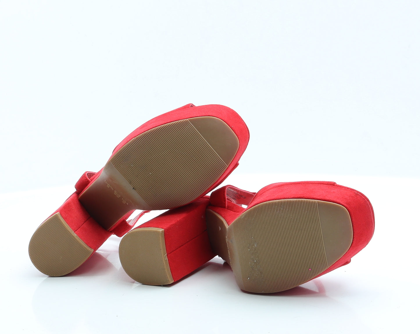 Primark Womens Red Faux Suede Platform Heel 3 EUR 36 US 5