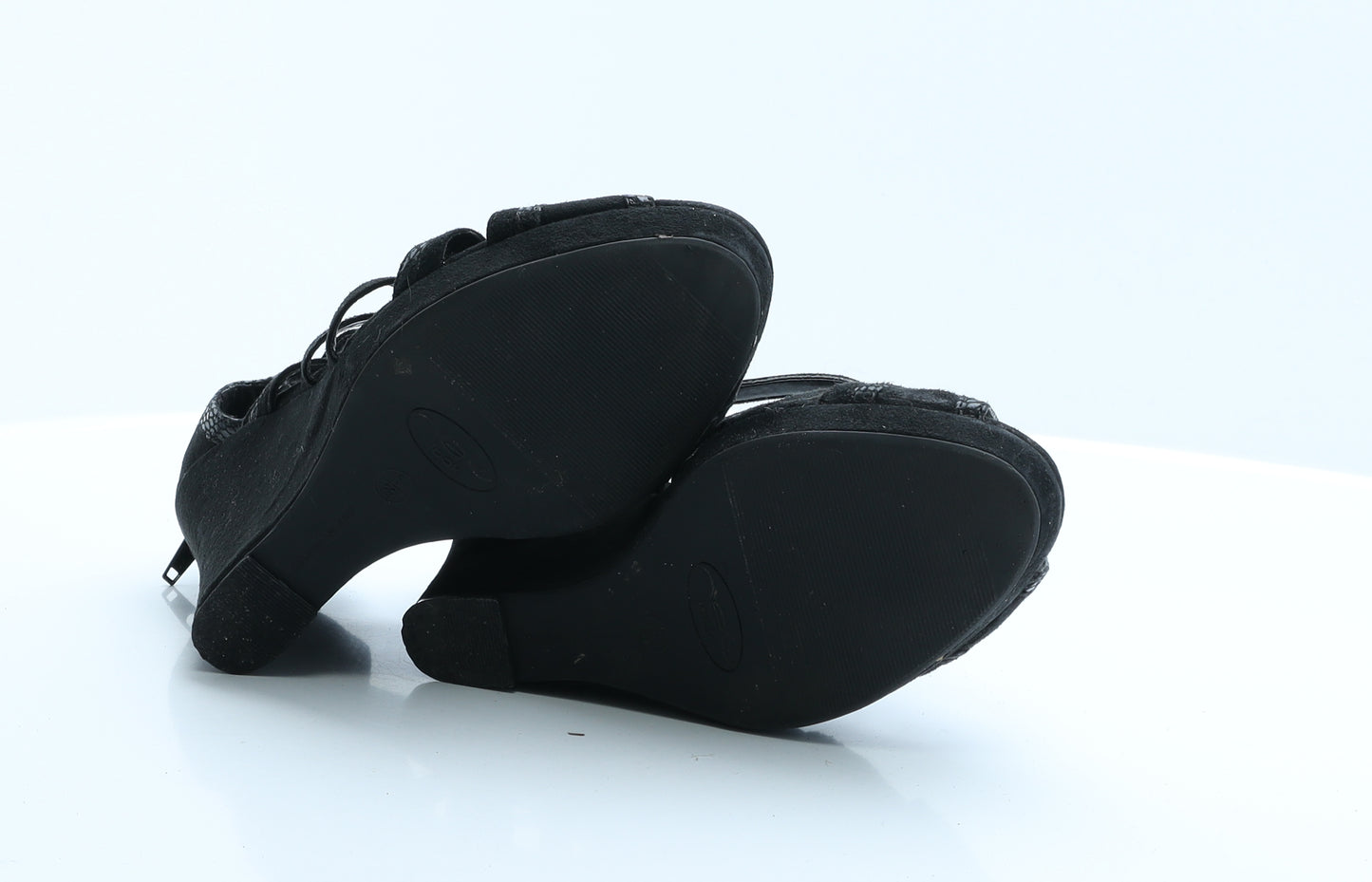 New Look Womens Black Animal Print Polyester Strappy Heel UK 6 EUR 39