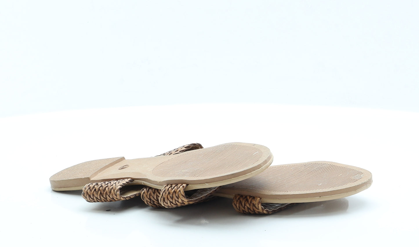 Pep & Co Womens Brown Polyester Slip On Sandal 5 38