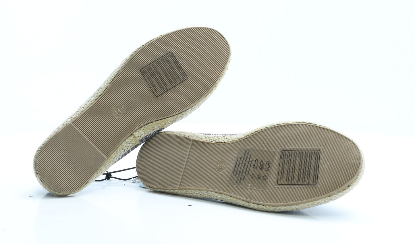 Primark Womens Silver Polyester Loafer Flat UK 6 EUR 39