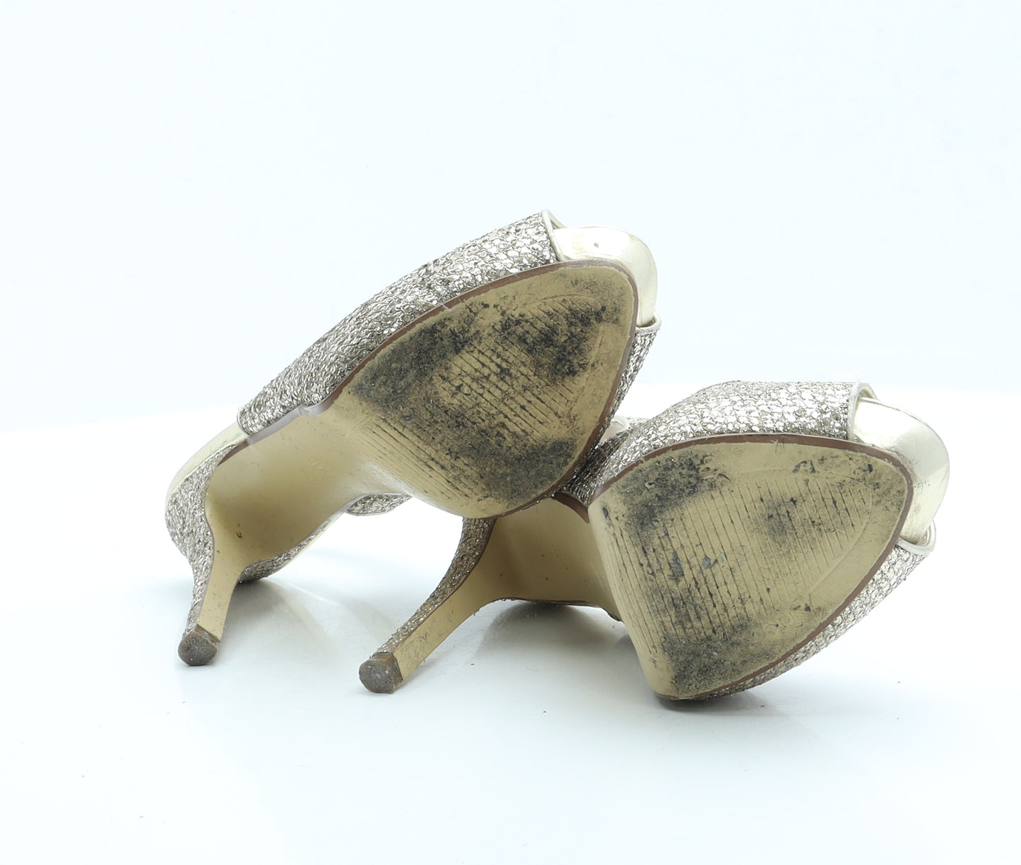Preworn Womens Gold Polyester Platform Heel UK 3.5 - Wide Fit