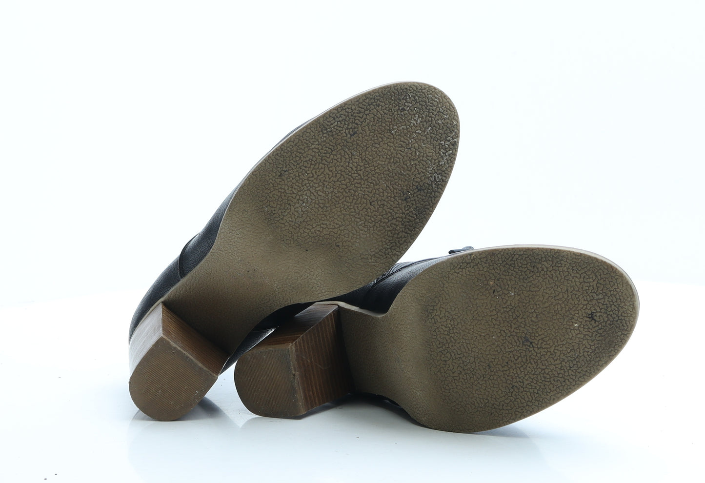 Preworn Womens Black Faux Leather Bootie Boot UK 7 EUR 40