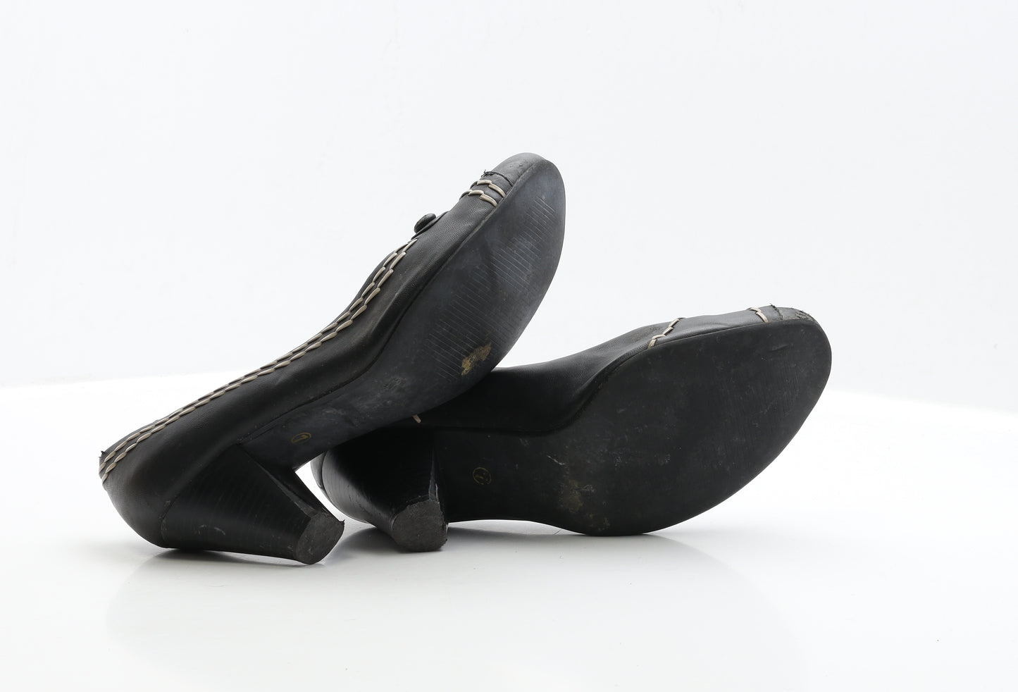 Debenhams Womens Black Leather Court Heel UK 7 EUR 40 - Wide Fit