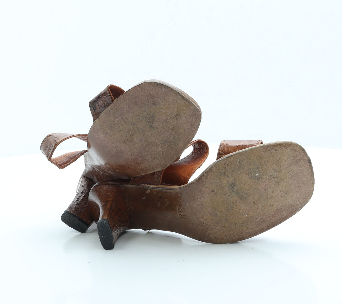 Preworn Womens Brown Polyester Strappy Heel UK 5 EUR 38