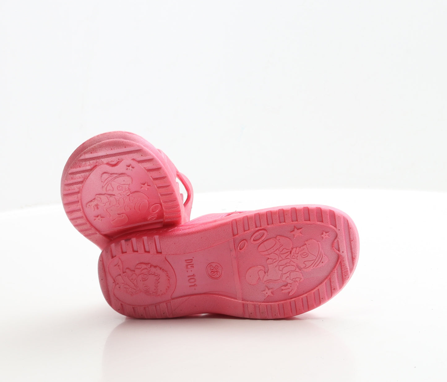 Preworn Girls Pink Rubber Slider Sandal UK 2 EUR 35 - Mickey Mouse