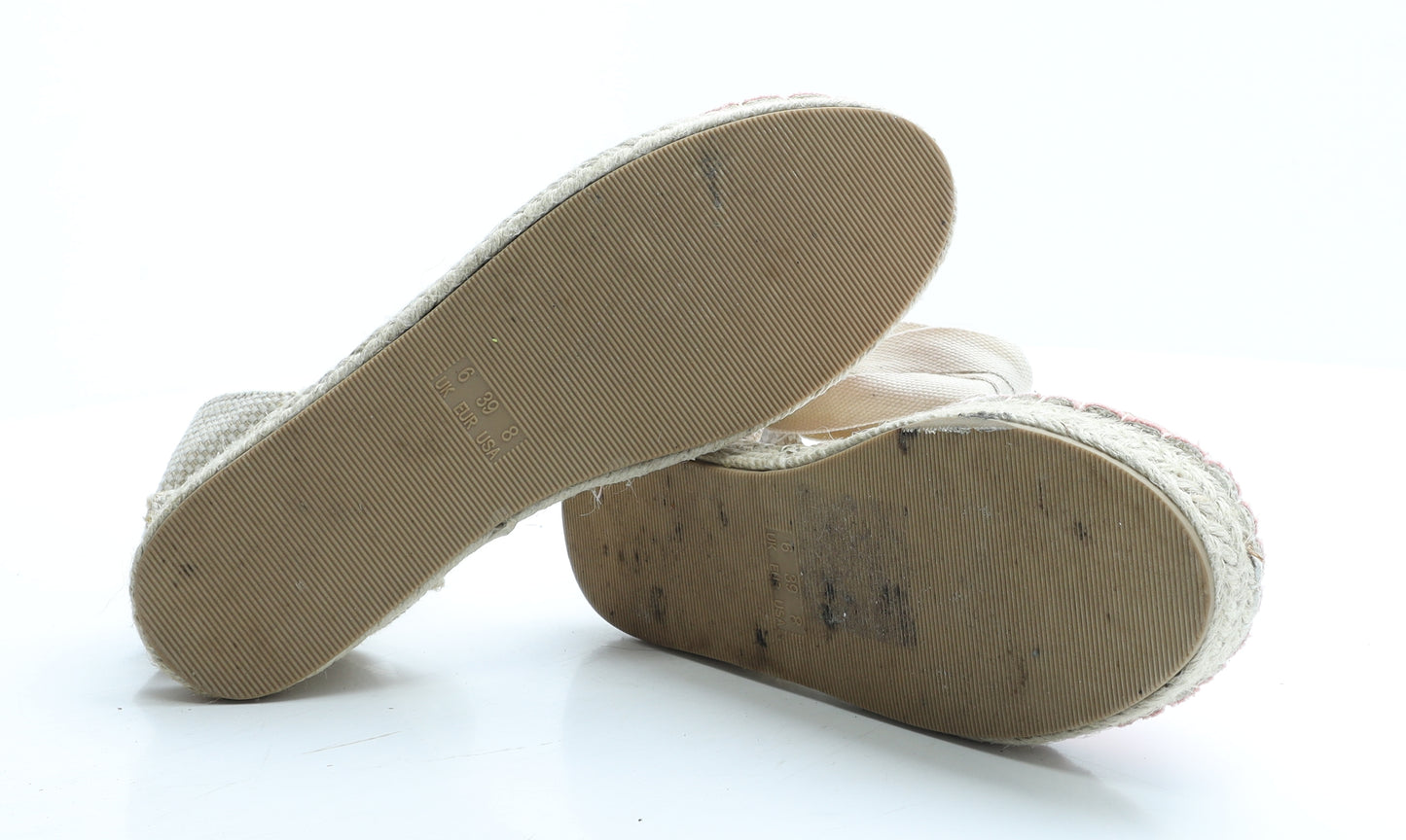 Primark Womens Beige Colourblock Polyester Espadrille Flat UK 6 39