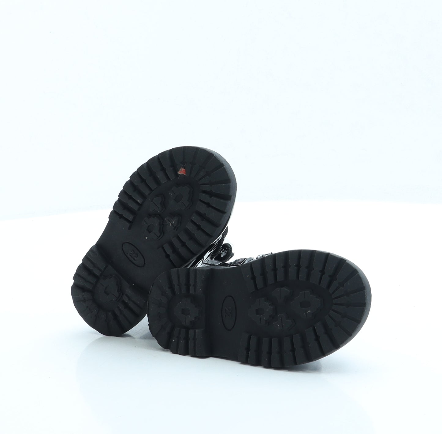 Preworn Girls Black Vinyl Combat Boot UK 5 EUR 22