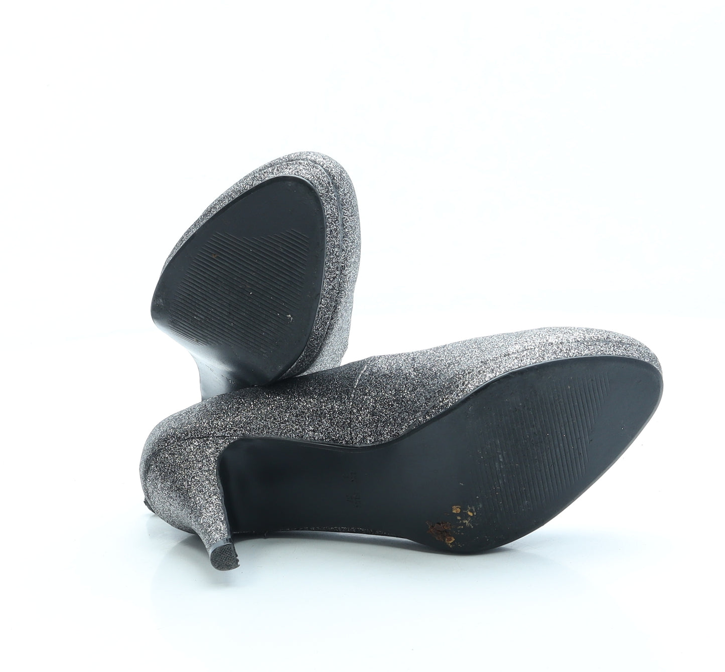 F&F Womens Grey Polyester Court Heel UK 4 EUR 37