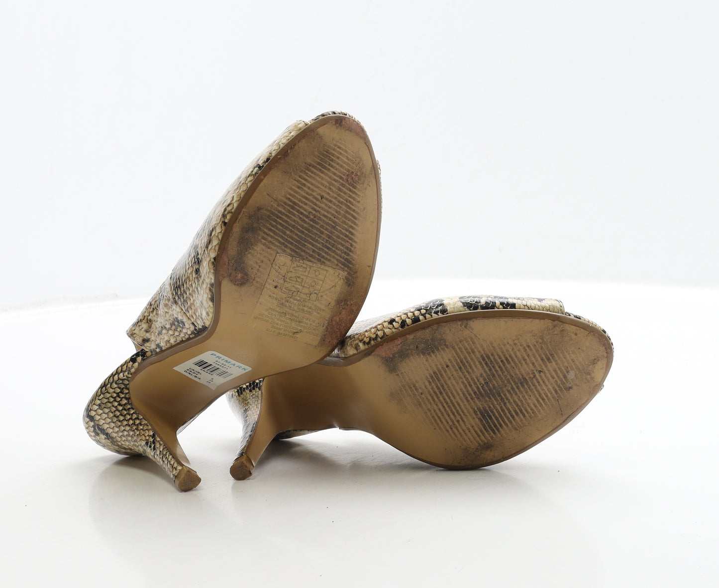 Primark Womens Brown Animal Print Polyester Strappy Heel UK 6 39