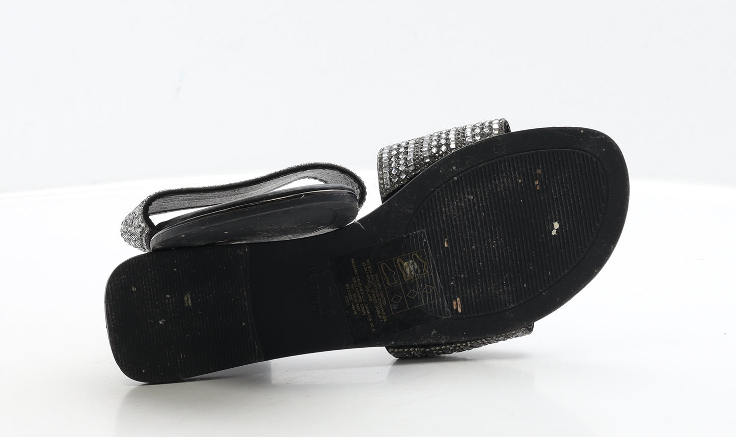 Primark Womens Black Polyester Slip On Sandal UK 4 37