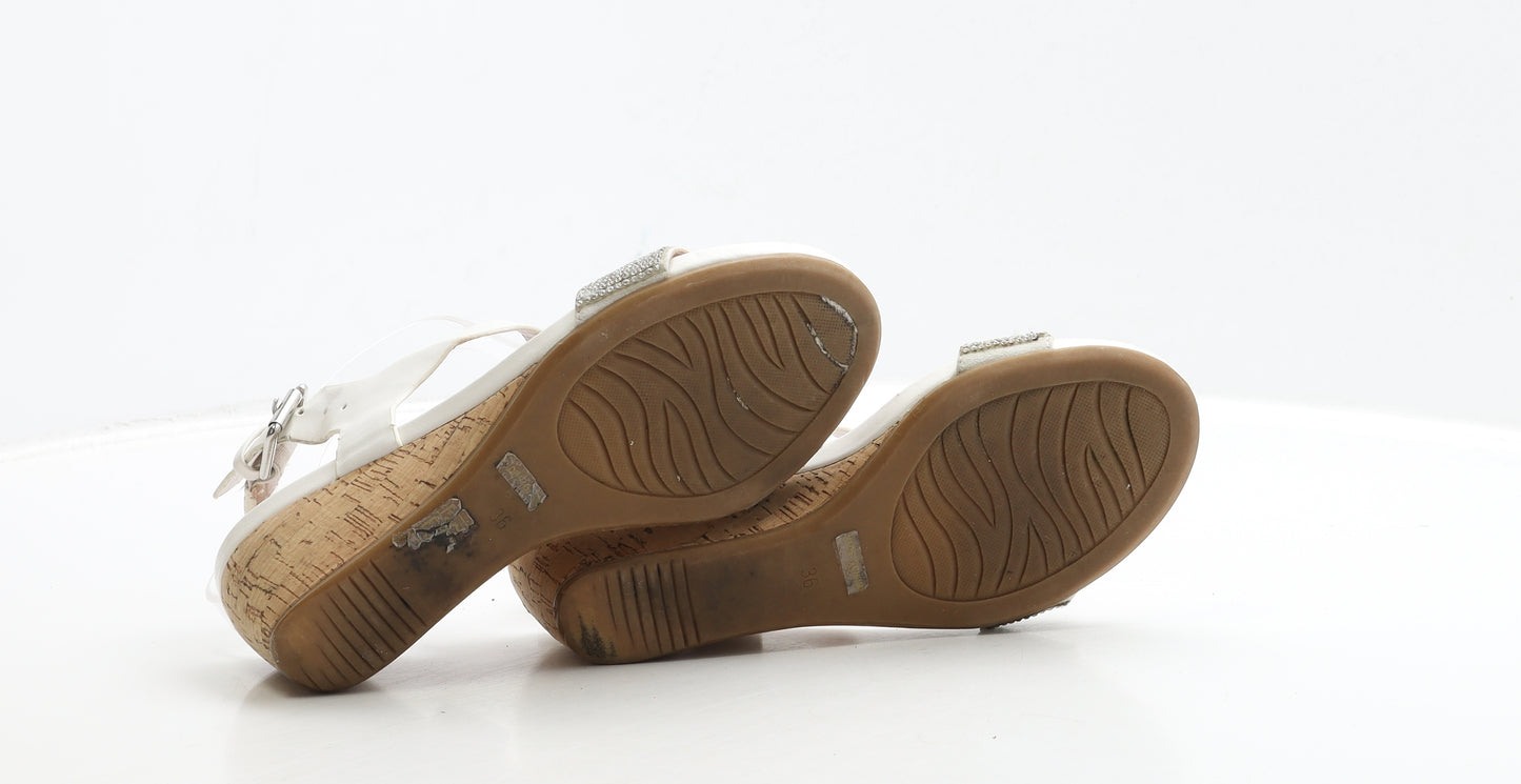 Preworn Womens White Leather Slingback Heel UK 3 36