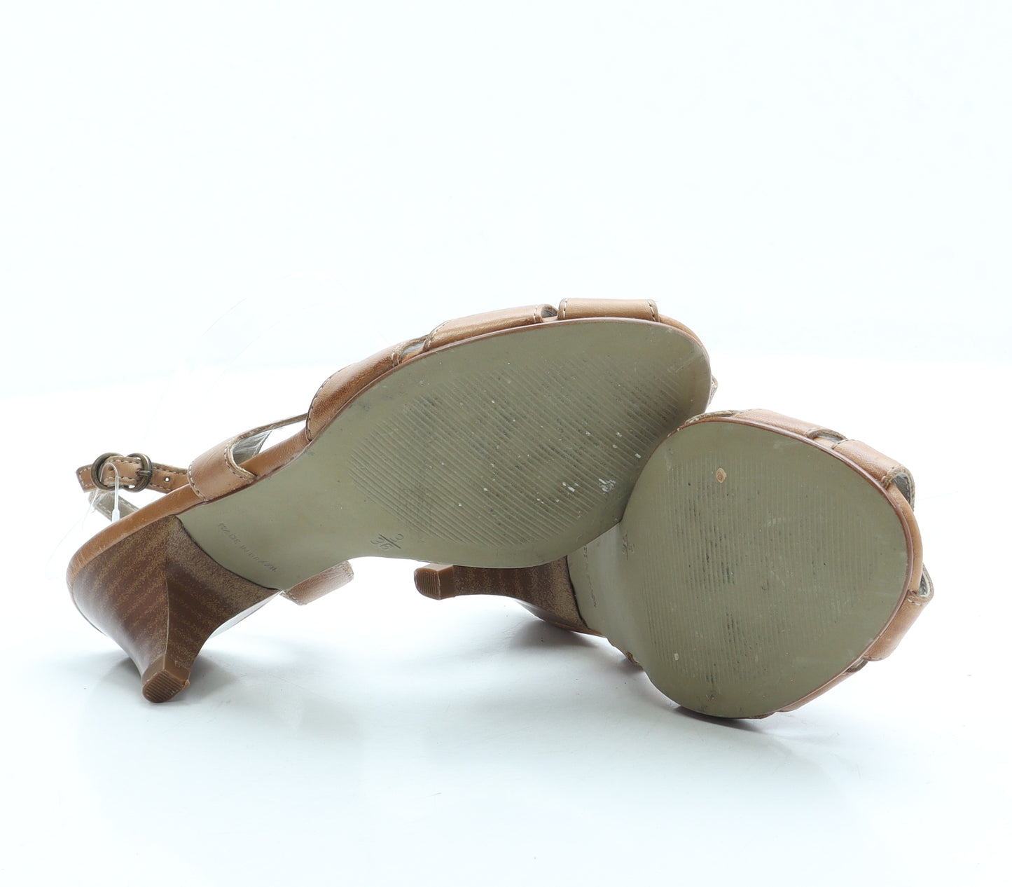 George Womens Brown Leather Slingback Heel UK 3 36