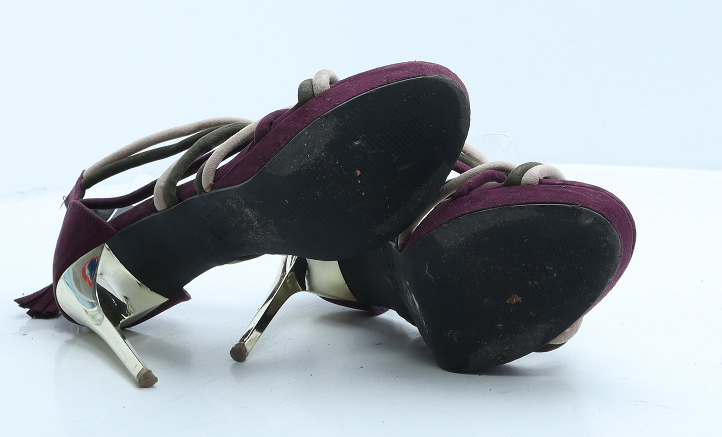 Atmosphere Womens Purple Colourblock Suede Strappy Heel UK 5 38