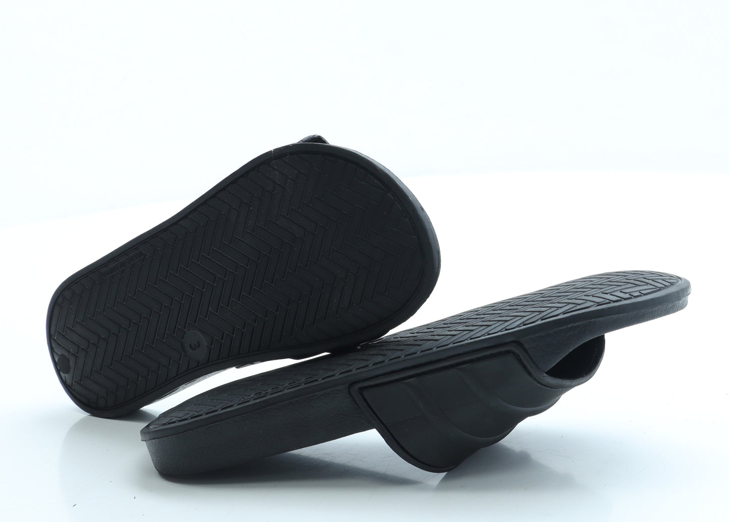 George Boys Black Rubber Slider Sandal UK 3 36