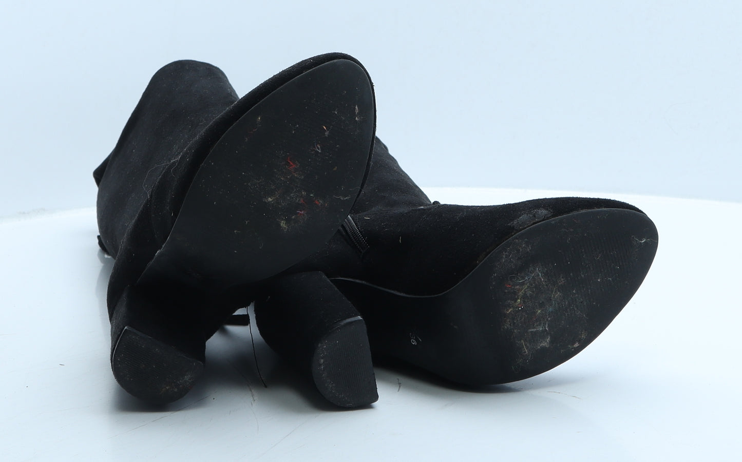 Preworn Womens Black Suede Slip On Boot UK 3 36