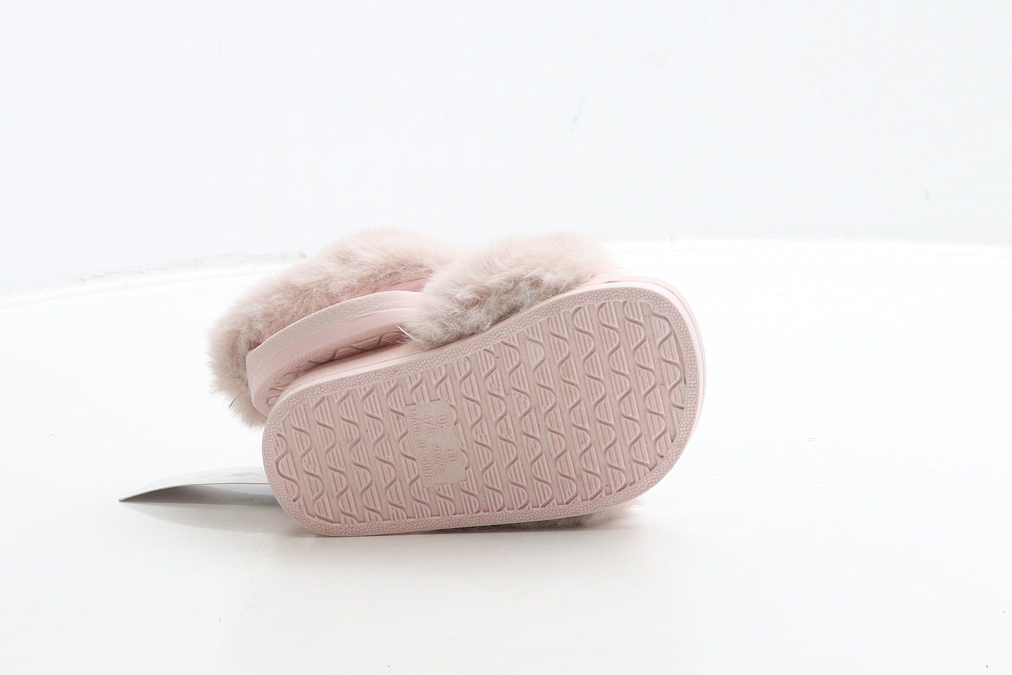 F&F Girls Pink Polyester Slider Sandal UK 4 - Fluffy Detail
