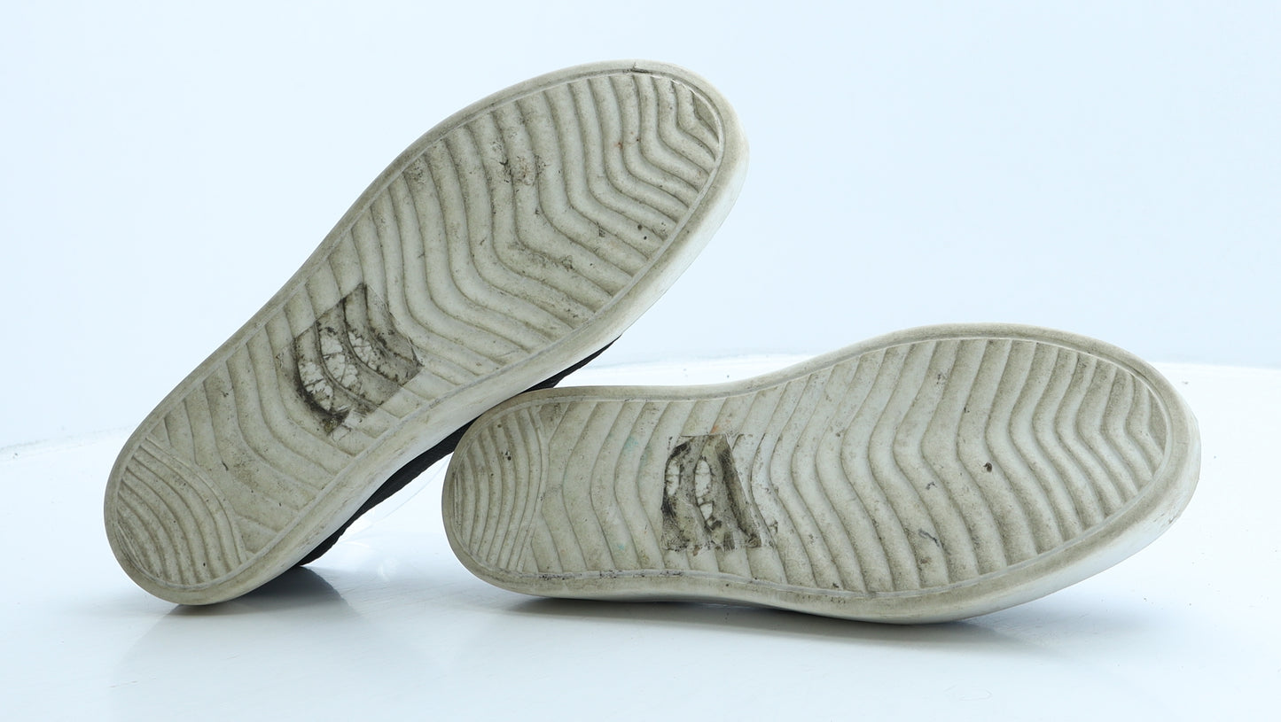 Primark Womens Black Geometric Fabric Loafer Casual UK 7