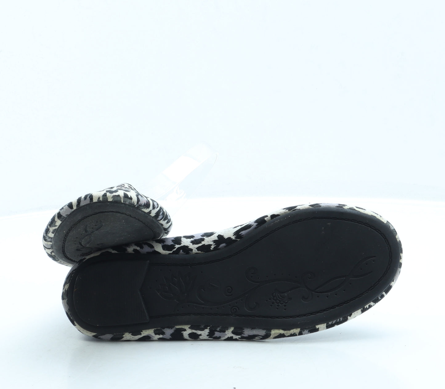 George Womens Black Animal Print Polyester Ballet Flat UK 4 37