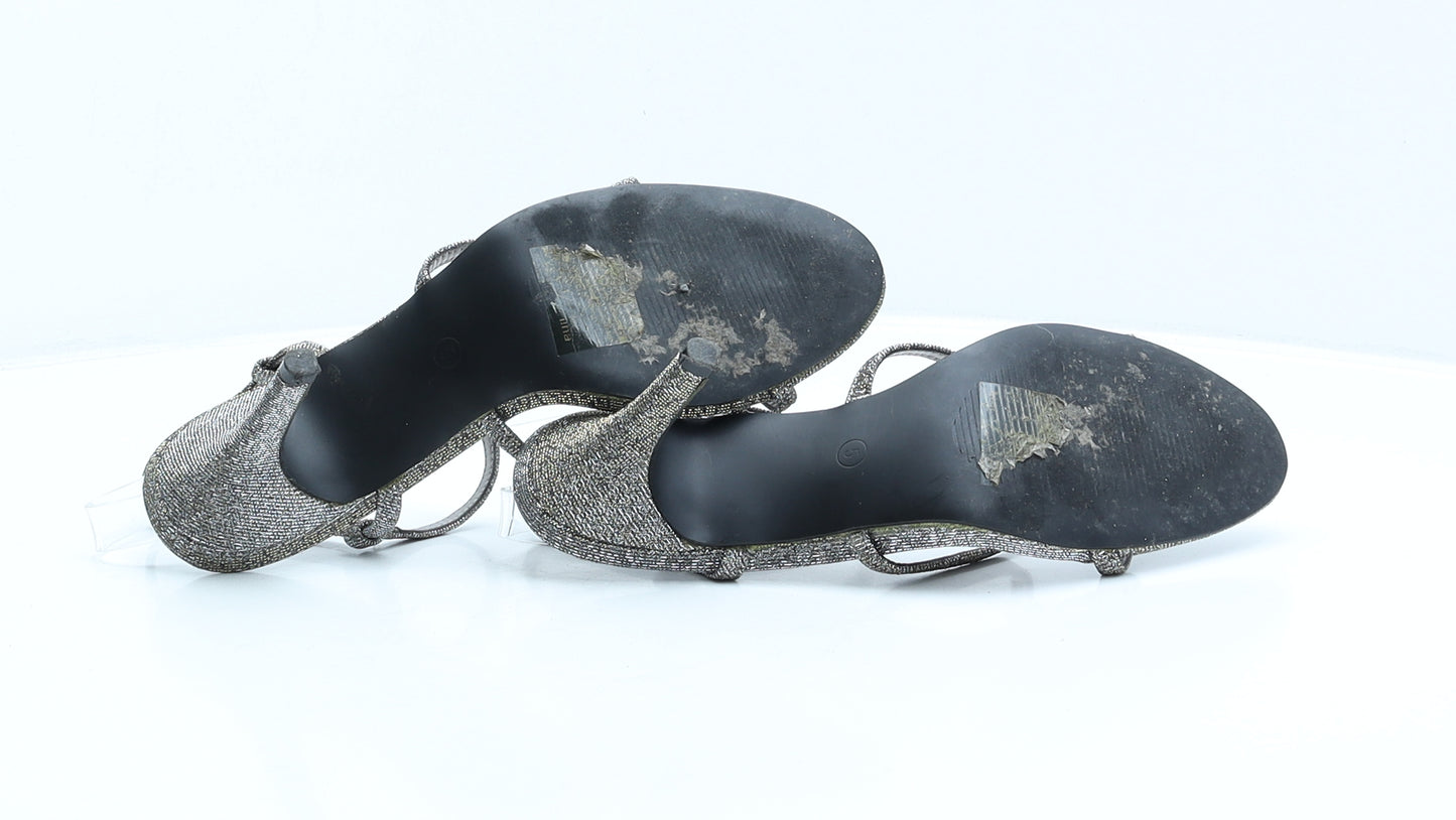 George Womens Silver Polyester Strappy Heel UK 5 38