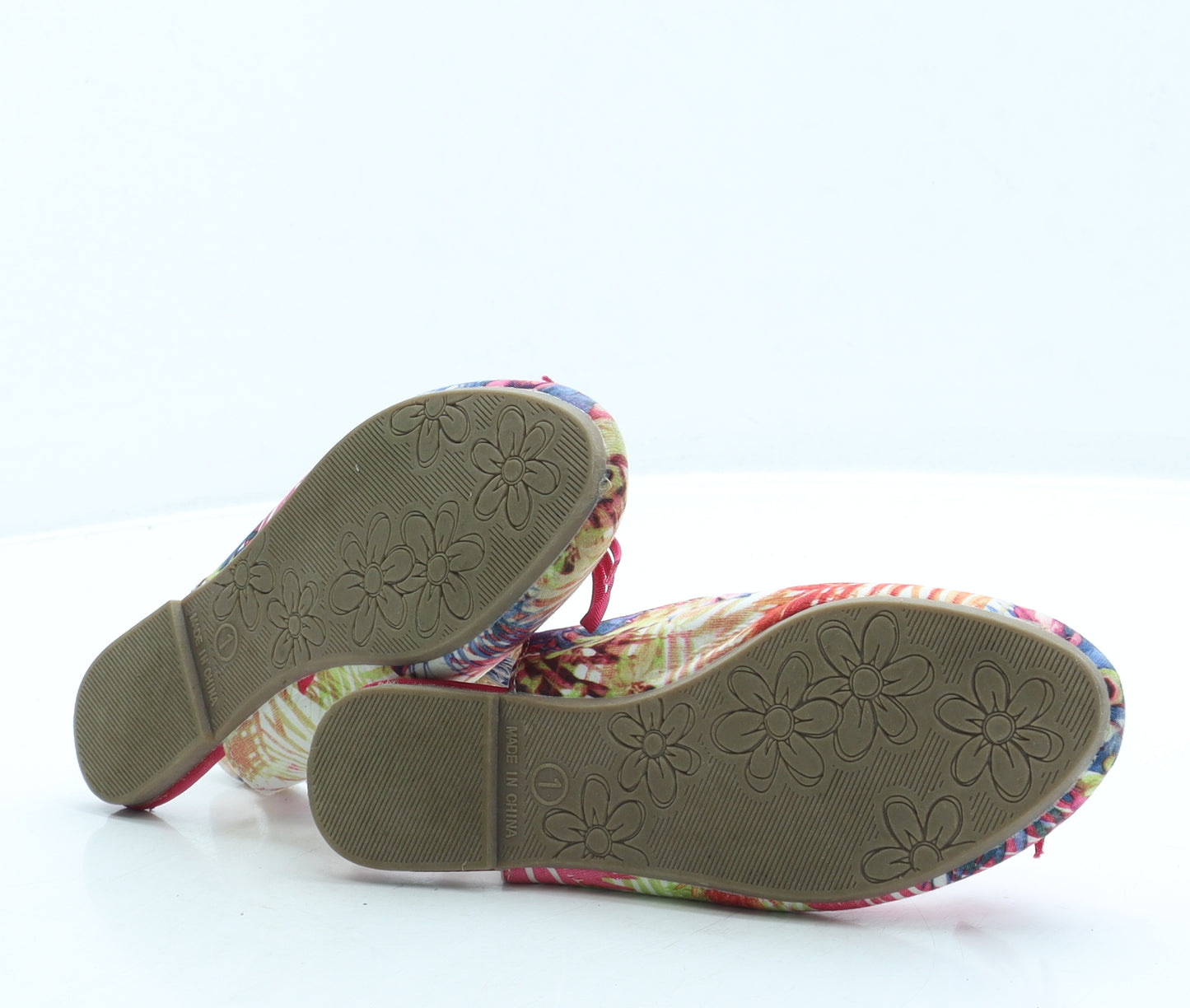 F&F Girls Pink Floral Polyester Slingback Flat UK 1 33