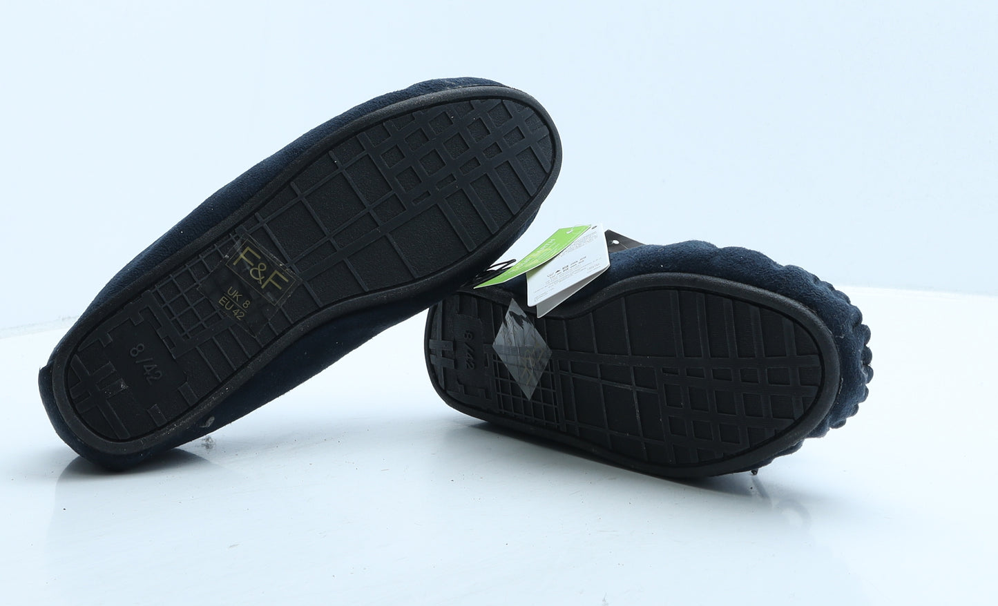 F&F Mens Blue Suede Loafer Slipper UK 8 42 - House Slippers