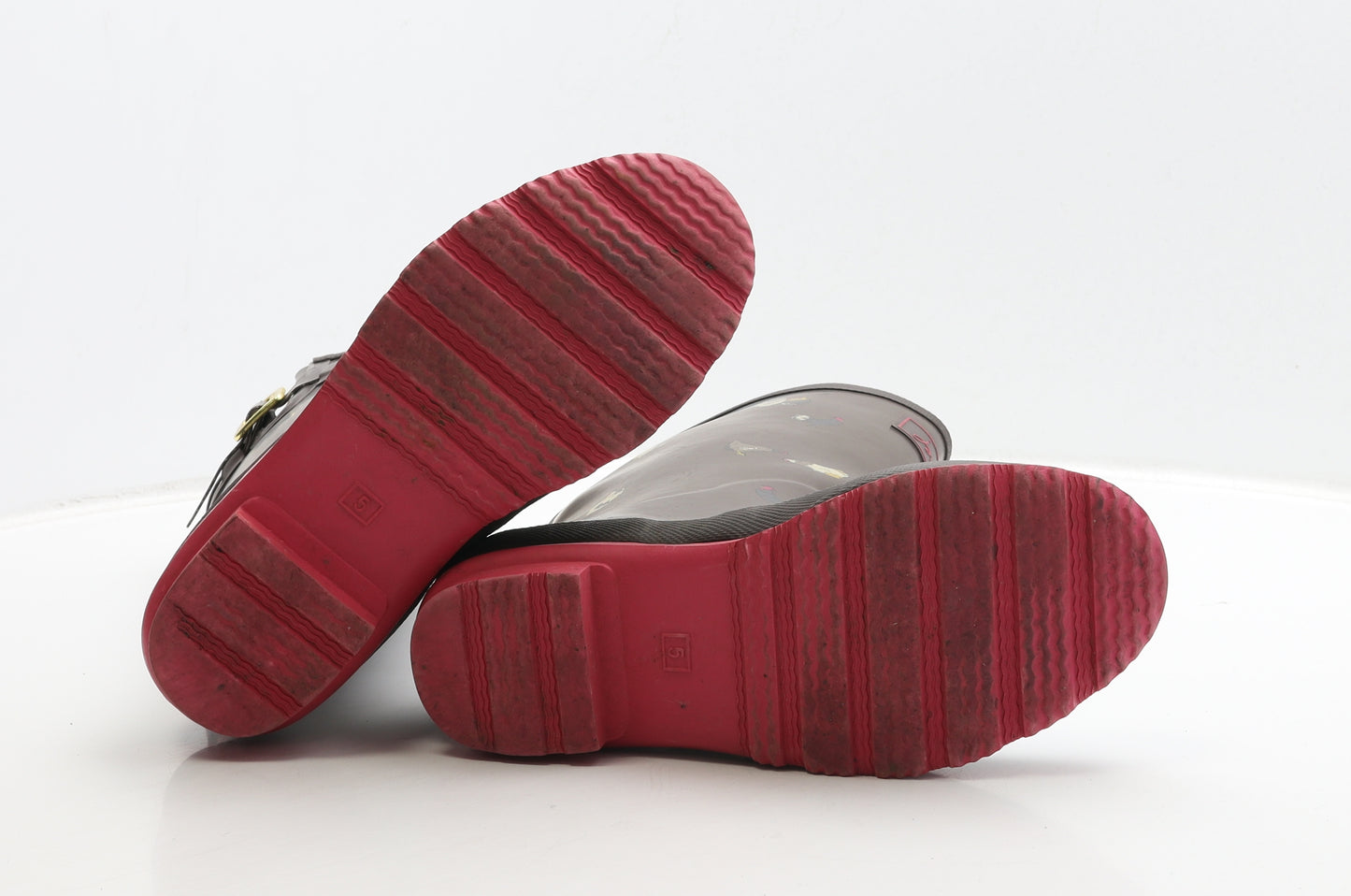 Joules Womens Brown Rubber Wellies Boot UK 5 - Chicken Print