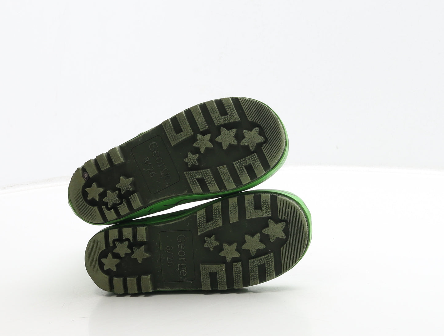 George Boys Green Rubber Wellies Boot UK 8 26 - Crocodile Detail