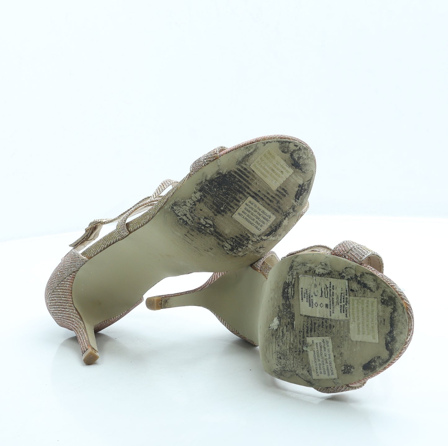 Dorothy Perkins Womens Gold Polyester Strappy Heel UK 7