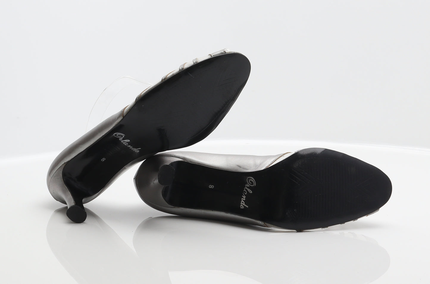 Orlando Womens Silver Leather Court Heel UK 8